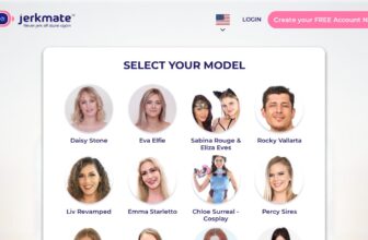Grid of circular model headshots with names under each photo; header reads 'SELECT YOUR MODEL' on a light UI card (Daisy Stone, Eva Elfie, Sabina Rouge & Eliza Eves, Rocky Vallarta, etc.).